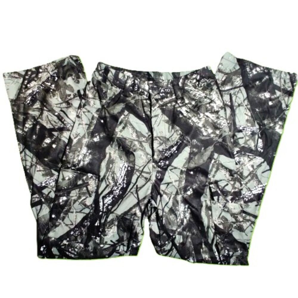 SHEIN Women’s Camo Print Pants Gray Black Tree Branch Pattern Polyester Sz 2 XS